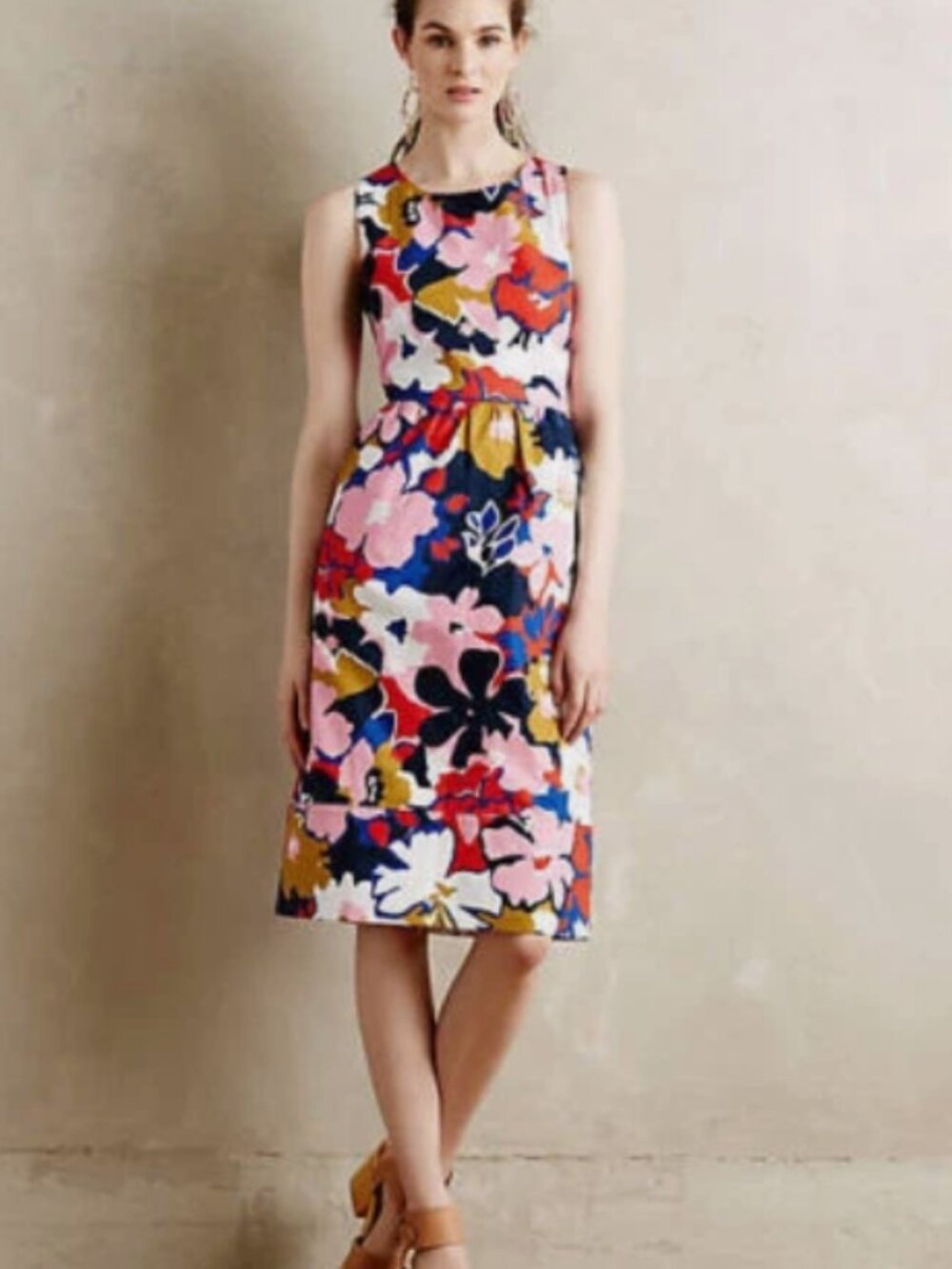 ANTHROPOLOGIE MULTI color Floral Cross-Back Dress size 8 Boho Brights BRAND NEW
